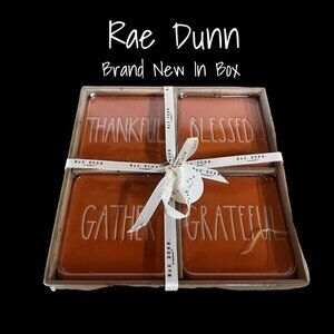 Rae Dunn Thanksgiving Coasters - Thankful, Blessed, Gather, Grateful - New